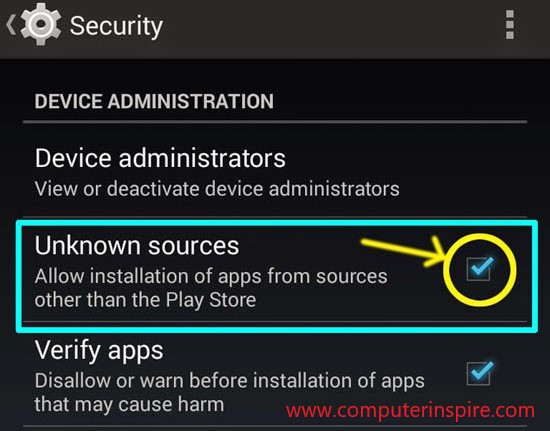 how to enable or disable Unknown Sources in android