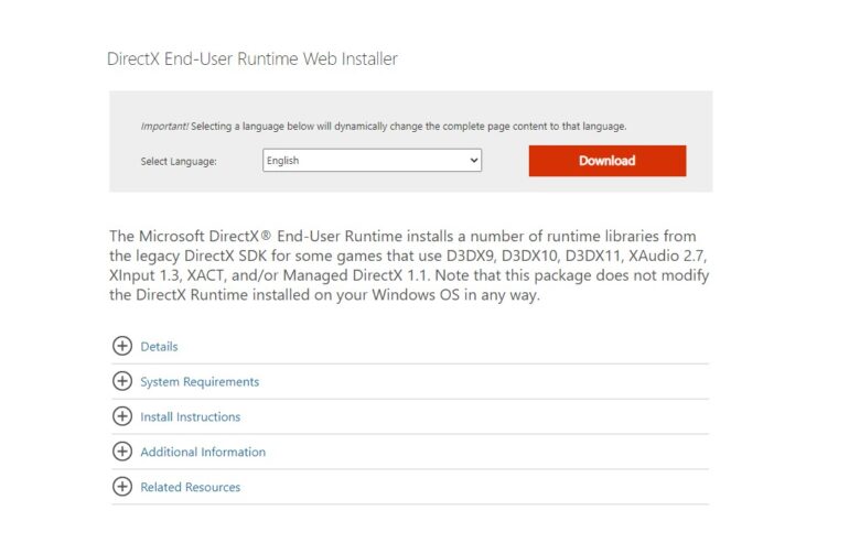 download Directx End User Runtime Web Installer
